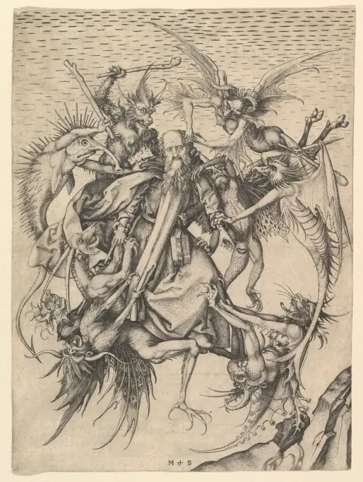 Framed Print : Saint Anthony Tormented by Demons, ca. 1470-75. Creator: Martin Schongauer Framed Print : Saint Anthony Tormented by Demons, ca. 1470-75. Creator: Martin Schongauer