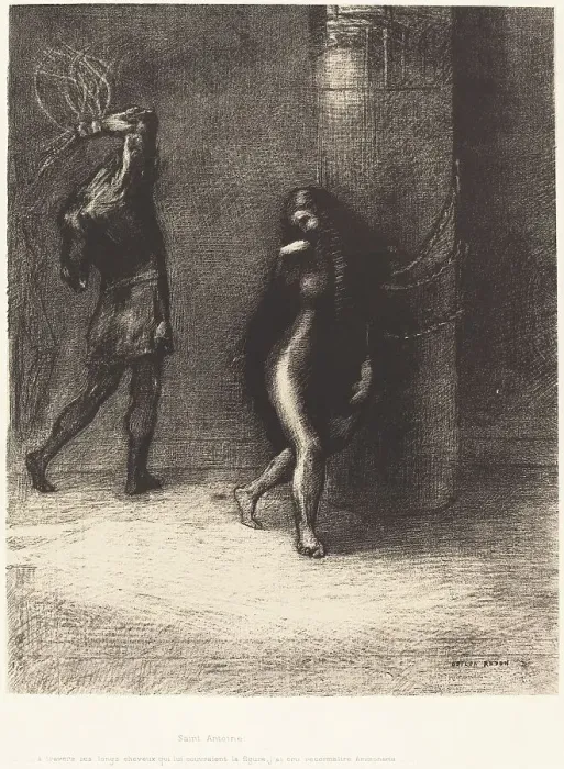 Framed Print : Saint-Antoine...A travers ses longs cheveux qui lui couvraient la figure, j'ai cru reconnaitre... 1 Creator: Odilon Redon Framed Print : Saint-Antoine...A travers ses longs cheveux qui lui couvraient la figure, j'ai cru reconnaitre... 1 Creator: Odilon Redon