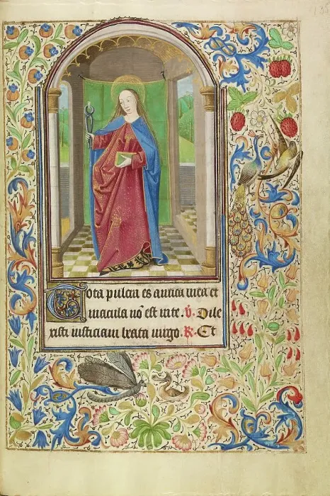 Framed Print : Saint Apollonia with a Book and Tongs; Book of Hours, about 1466-1470. Creator: Master of Jacques of Luxembourg Framed Print : Saint Apollonia with a Book and Tongs; Book of Hours, about 1466-1470. Creator: Master of Jacques of Luxembourg