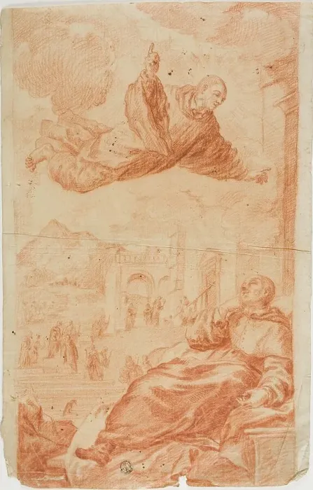 Framed Print : Saint Appearing to Sleeping Monk, n.d. Creator: Unknown Framed Print : Saint Appearing to Sleeping Monk, n.d. Creator: Unknown