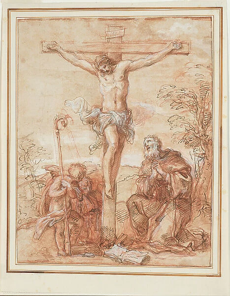 Saint Augustine and Two Angels Adoring the Crucifix, 1685 / 1695. Creator: Giuseppe Passeri