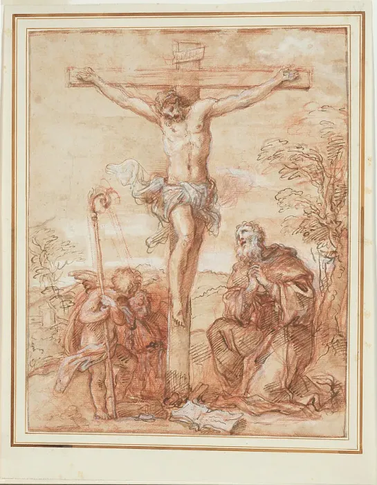Framed Print : Saint Augustine and Two Angels Adoring the Crucifix, 1685 / 1695. Creator: Giuseppe Passeri Framed Print : Saint Augustine and Two Angels Adoring the Crucifix, 1685 / 1695. Creator: Giuseppe Passeri