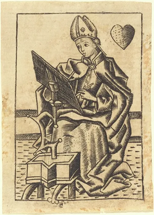 Framed Print : Saint Augustine, c. 1450 / 1460. Creator: Master with the Banderoles Framed Print : Saint Augustine, c. 1450 / 1460. Creator: Master with the Banderoles