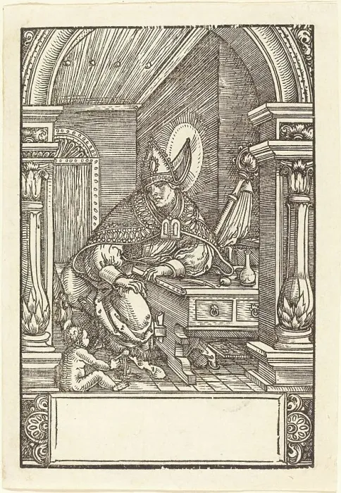 Framed Print : Saint Augustine. Creator: Hans Springinklee Framed Print : Saint Augustine. Creator: Hans Springinklee