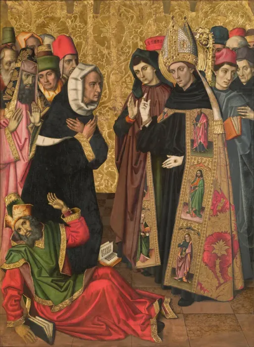 Framed Print : Saint Augustine Disputing with the Heretics. Artist: Vergos Family (active End of 15th cen. y) Framed Print : Saint Augustine Disputing with the Heretics. Artist: Vergos Family (active End of 15th cen. y)