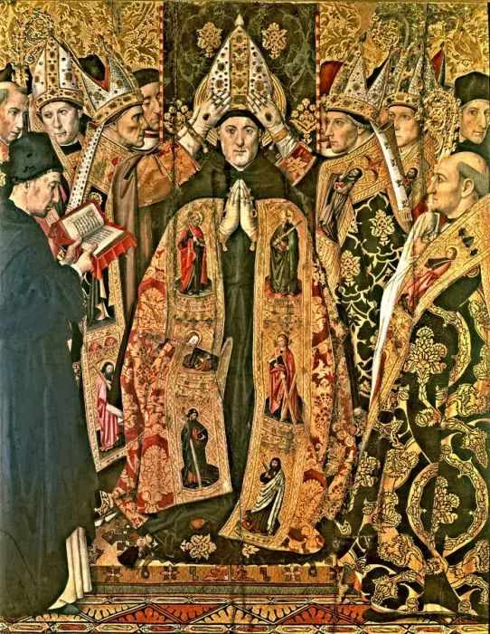 Framed Print : Saint Augustine Episcopal Consecration. Table of the altarpiece, 1470 Framed Print : Saint Augustine Episcopal Consecration. Table of the altarpiece, 1470