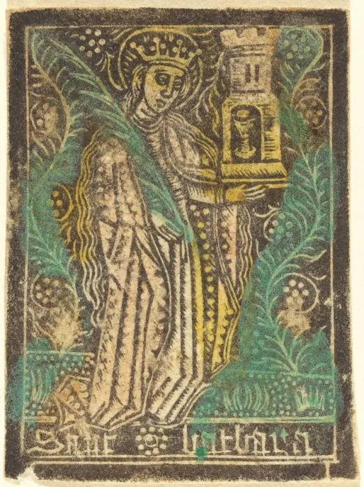 Framed Print : Saint Barbara, 1460 / 1480. Creator: Workshop of the Master of the Aachen Madonna Framed Print : Saint Barbara, 1460 / 1480. Creator: Workshop of the Master of the Aachen Madonna