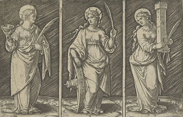 Saint Barbara (left), Saint Catherine, (center), Saint Lucy (right), ca. 1500-1527. ca