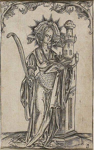 Saint Barbara with a Palm and a Book, 1500-25. Creator: Master S