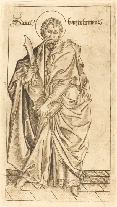 Framed Print : Saint Bartholomew, c. 1470 / 1480. Creator: Israhel van Meckenem Framed Print : Saint Bartholomew, c. 1470 / 1480. Creator: Israhel van Meckenem