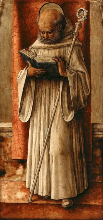 Framed Print : Saint Benedict, c. 1490. Artist: Crivelli, Carlo (c. 1435-c. 1495) Framed Print : Saint Benedict, c. 1490. Artist: Crivelli, Carlo (c. 1435-c. 1495)