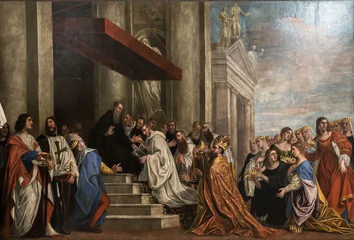 Framed Print : Saint Benedict delivering his rule to the Princes of Earth, 1640. Creator: Scaligero (Scaligeri) (ca 1605-?) Framed Print : Saint Benedict delivering his rule to the Princes of Earth, 1640. Creator: Scaligero (Scaligeri) (ca 1605-?)