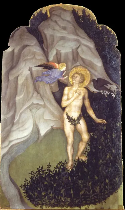 Framed Print : Saint Benedict Tempted in the Wilderness. Artist: Niccolo di Pietro (active 1394-1427) Framed Print : Saint Benedict Tempted in the Wilderness. Artist: Niccolo di Pietro (active 1394-1427)