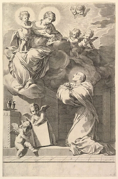 Saint Bernard Kneeling before the Virgin and Child, 1640. Creator: Claude Mellan