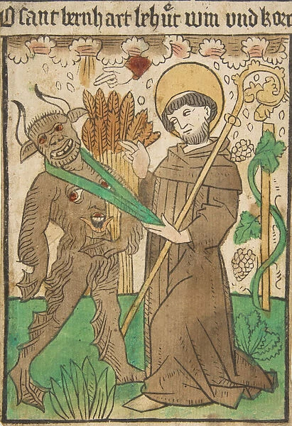 Saint Bernard Vanquishing the Devil, 15th century. 15th century. Creator: Anon