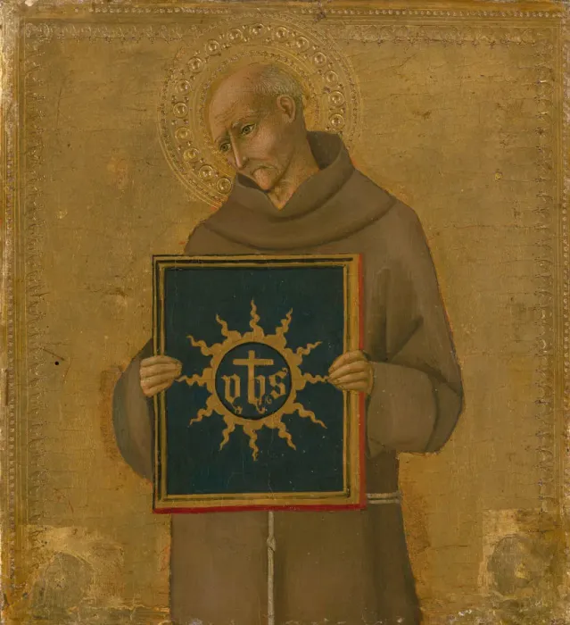 Framed Print : Saint Bernardino, 1450-60. Creator: Sano di Pietro Framed Print : Saint Bernardino, 1450-60. Creator: Sano di Pietro