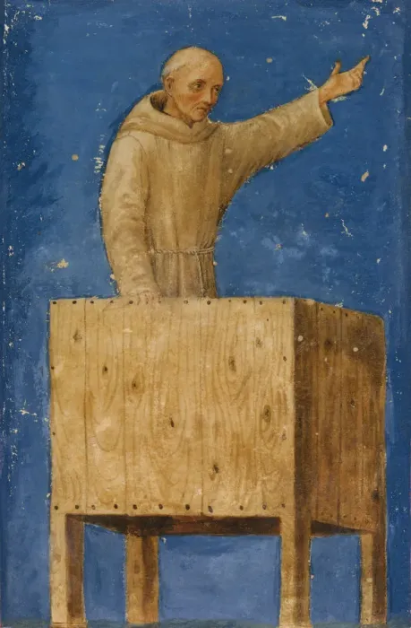 Framed Print : Saint Bernardino Preaching from a Pulpit, ca. 1470-75. Creator: Francesco di Giorgio Martini Framed Print : Saint Bernardino Preaching from a Pulpit, ca. 1470-75. Creator: Francesco di Giorgio Martini