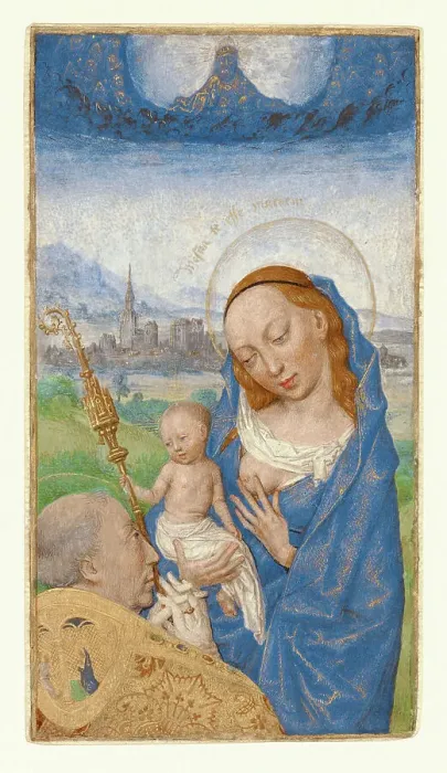 Framed Print : Saint Bernard's Vision of the Virgin and Child: miniature... about 1475-1480. Creator: Simon Marmion Framed Print : Saint Bernard's Vision of the Virgin and Child: miniature... about 1475-1480. Creator: Simon Marmion