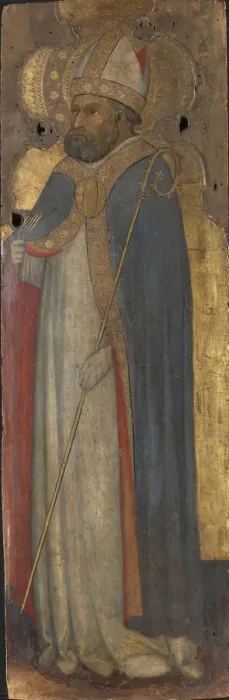 Framed Print : Saint Blaise, ca 1400. Creator: Andrea di Bartolo (bef. 1389-1428) Framed Print : Saint Blaise, ca 1400. Creator: Andrea di Bartolo (bef. 1389-1428)