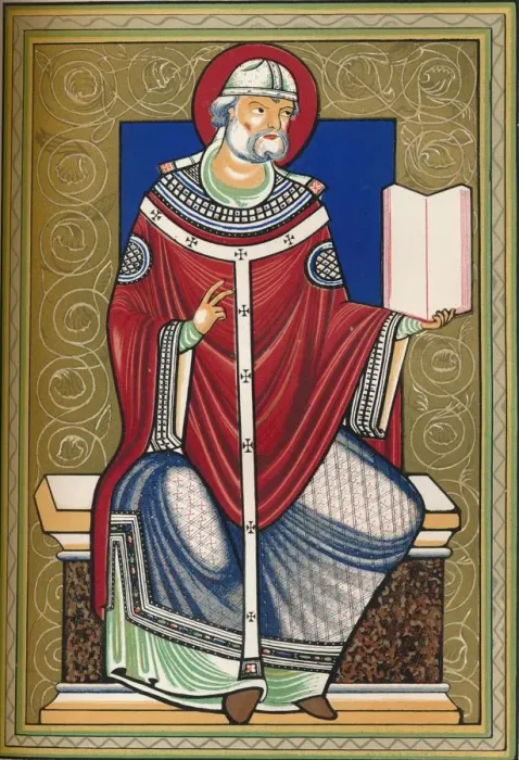 Framed Print : Saint with book, late 12th century, (1849). Creator: Walter Framed Print : Saint with book, late 12th century, (1849). Creator: Walter