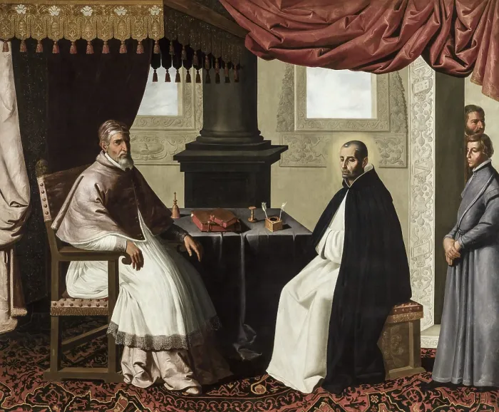 Framed Print : Saint Bruno of Cologne visits Pope Urban II, 1655. Creator: Zurbaran, Francisco, de (1598-1664) Framed Print : Saint Bruno of Cologne visits Pope Urban II, 1655. Creator: Zurbaran, Francisco, de (1598-1664)