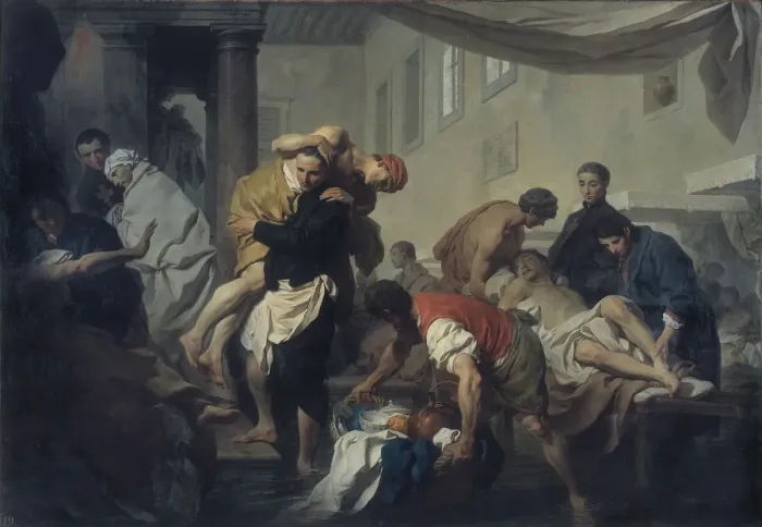 Framed Print : Saint Camillus de Lellis saves the sick of the Ospedale di Santo Spirito in Sassia during the floodi Framed Print : Saint Camillus de Lellis saves the sick of the Ospedale di Santo Spirito in Sassia during the floodi