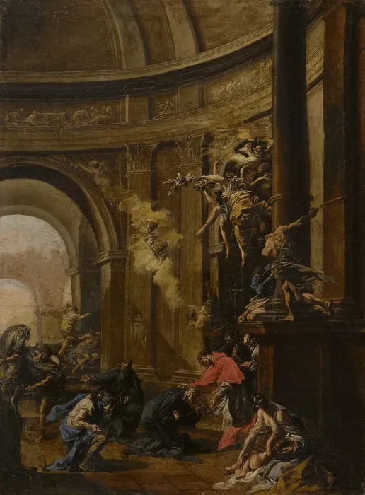 Framed Print : Saint Carlo Borromeo Receiving the Oblates. Creator: Magnasco; Alessandro (1667-1749)