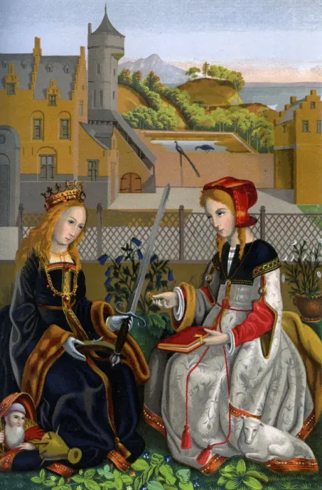 Framed Print : Saint Catherine of Alexandria, 15th century (1849). Artist: H Moulin Framed Print : Saint Catherine of Alexandria, 15th century (1849). Artist: H Moulin