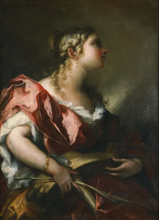 Framed Print : Saint Catherine of Alexandria. Artist: Pellegrini, Giovanni Antonio (1675-1741) Framed Print : Saint Catherine of Alexandria. Artist: Pellegrini, Giovanni Antonio (1675-1741)