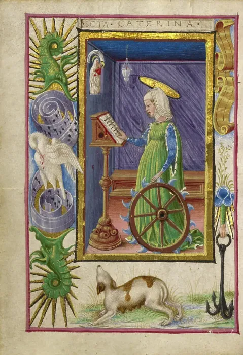 Framed Print : Saint Catherine of Alexandria; Gualenghi-d'Este Hours, about 1469. Creator: Taddeo Crivelli Framed Print : Saint Catherine of Alexandria; Gualenghi-d'Este Hours, about 1469. Creator: Taddeo Crivelli