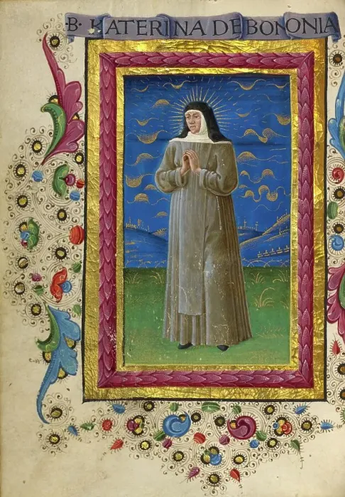 Framed Print : Saint Catherine of Bologna; Gualenghi-d'Este Hours, about 1469. Creator: Guglielmo Giraldi Framed Print : Saint Catherine of Bologna; Gualenghi-d'Este Hours, about 1469. Creator: Guglielmo Giraldi