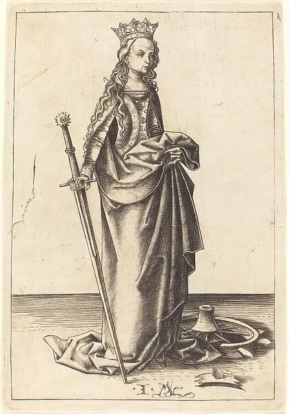 Saint Catherine, c. 1480  /  1490. Creator: Israhel van Meckenem