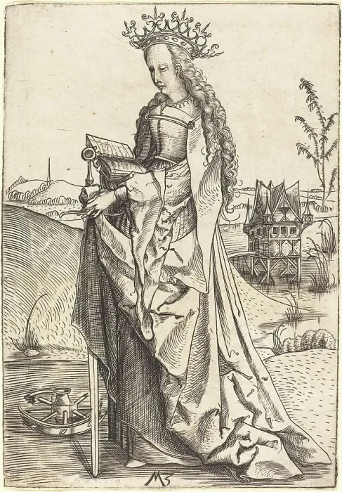 Framed Print : Saint Catherine, c. 1500. Creator: Master MZ Framed Print : Saint Catherine, c. 1500. Creator: Master MZ