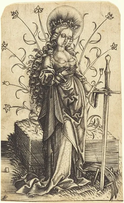 Framed Print : Saint Catherine, c. 1500. Creator: Master P. W. of Cologne Framed Print : Saint Catherine, c. 1500. Creator: Master P. W. of Cologne