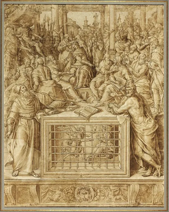 Framed Print : Saint Catherine Disputing with the Philosophers, 1562 / 63. Creator: Livio Agresti da Forlì Framed Print : Saint Catherine Disputing with the Philosophers, 1562 / 63. Creator: Livio Agresti da Forlì