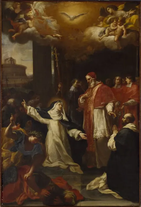 Framed Print : Saint Catherine Imploring Pope Gregory XI to Return from Avignon to Rome. Creator: Benefial Framed Print : Saint Catherine Imploring Pope Gregory XI to Return from Avignon to Rome. Creator: Benefial