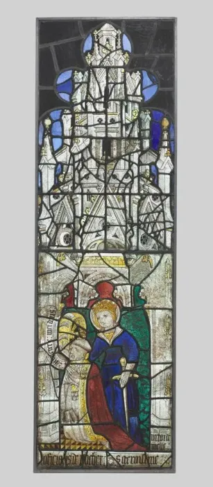 Framed Print : Saint Catherine with a Kneeling Male Donor, 1400s. Creator: Unknown Framed Print : Saint Catherine with a Kneeling Male Donor, 1400s. Creator: Unknown