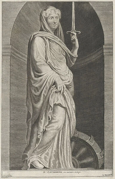 Saint Catherine, within a niche, 1615-75. Creator: Lucas Vorsterman