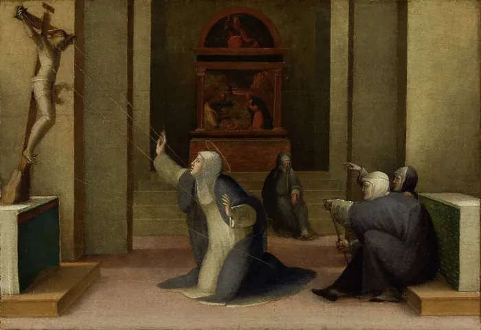 Framed Print : Saint Catherine of Siena Receiving the Stigmata, about 1513-1515. Creator: Domenico Beccafumi Framed Print : Saint Catherine of Siena Receiving the Stigmata, about 1513-1515. Creator: Domenico Beccafumi