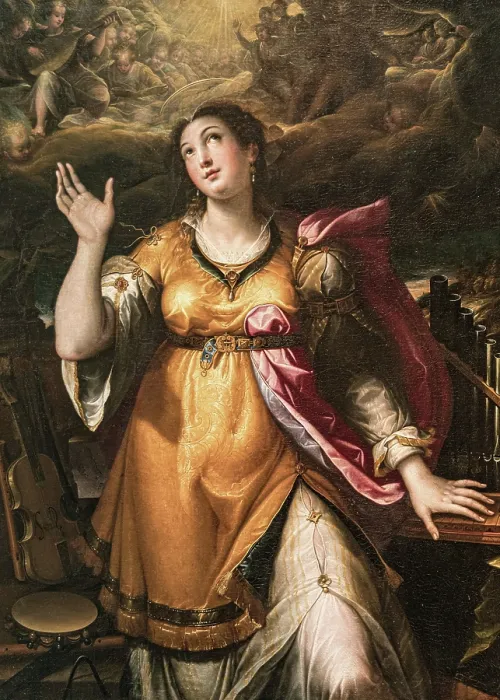Framed Print : Saint Cecilia, 1580. Creator: Calvaert, Denys (ca 1540-1619) Framed Print : Saint Cecilia, 1580. Creator: Calvaert, Denys (ca 1540-1619)