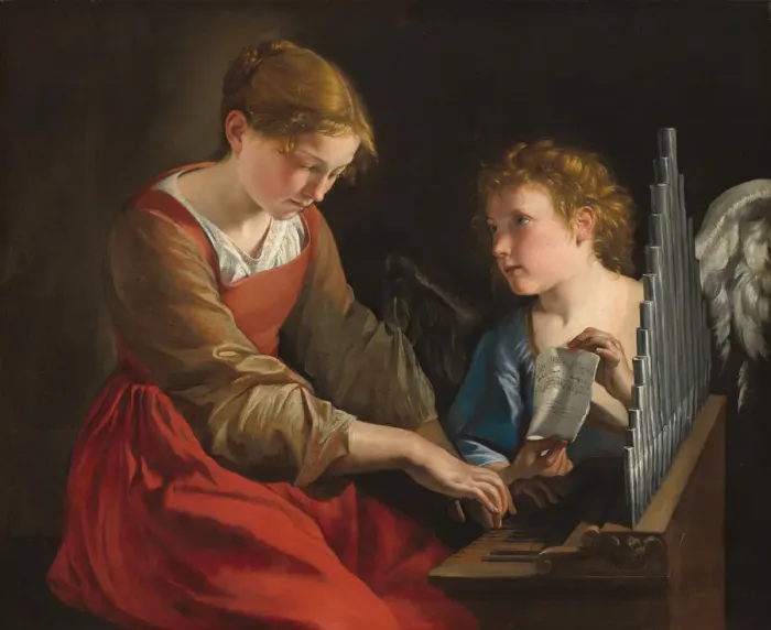 Framed Print : Saint Cecilia and an Angel, c. 1617 / 1618 and c. 1621 / 1627 Framed Print : Saint Cecilia and an Angel, c. 1617 / 1618 and c. 1621 / 1627