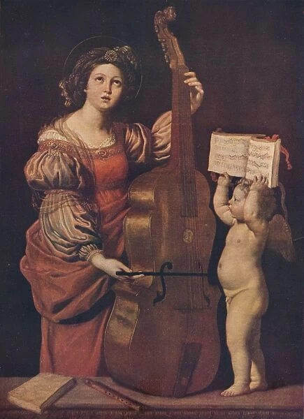 Saint Cecilia with an angel holding a musical score, 1617-1618. Artist: Domenichino