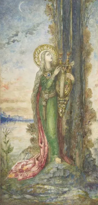 Framed Print : Saint Cecilia, ca. 1890-95. Creator: Gustave Moreau Framed Print : Saint Cecilia, ca. 1890-95. Creator: Gustave Moreau