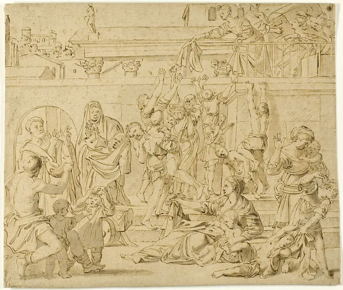 Framed Print : Saint Cecilia Distributing Alms to the Poor, after 1615. Creator: Domenichino Framed Print : Saint Cecilia Distributing Alms to the Poor, after 1615. Creator: Domenichino