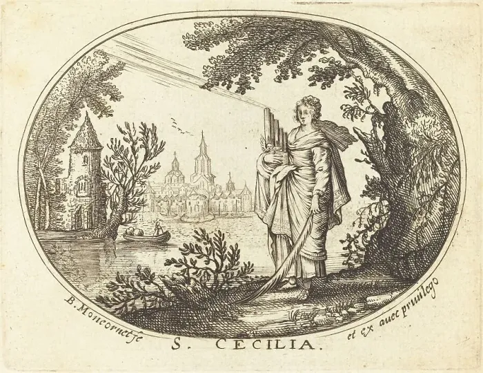 Framed Print : Saint Cecilia in a Landscape. Creator: Balthasar Moncornet Framed Print : Saint Cecilia in a Landscape. Creator: Balthasar Moncornet