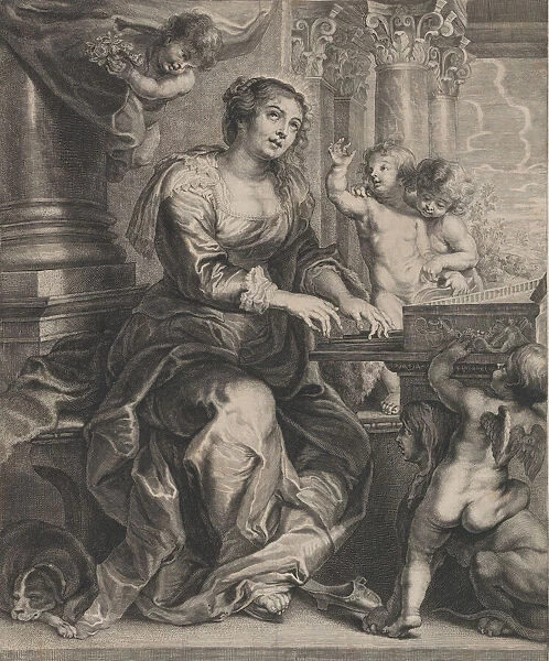 Saint Cecilia playing the organ surrounded by putti, ca. 1640-59
