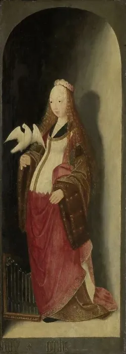Framed Print : Saint Cecilia, right wing of a triptych, 1490-1500. Creator: Master of Brunswick Framed Print : Saint Cecilia, right wing of a triptych, 1490-1500. Creator: Master of Brunswick