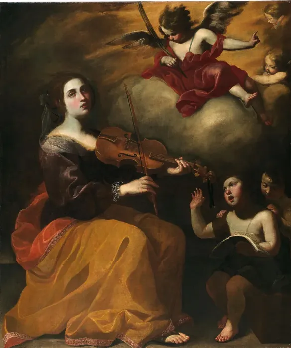 Framed Print : Saint Cecilia, Second Quarter of the 17th century. Creator: De Rosa (Annella di Massimo), Diana (1602-1643) Framed Print : Saint Cecilia, Second Quarter of the 17th century. Creator: De Rosa (Annella di Massimo), Diana (1602-1643)