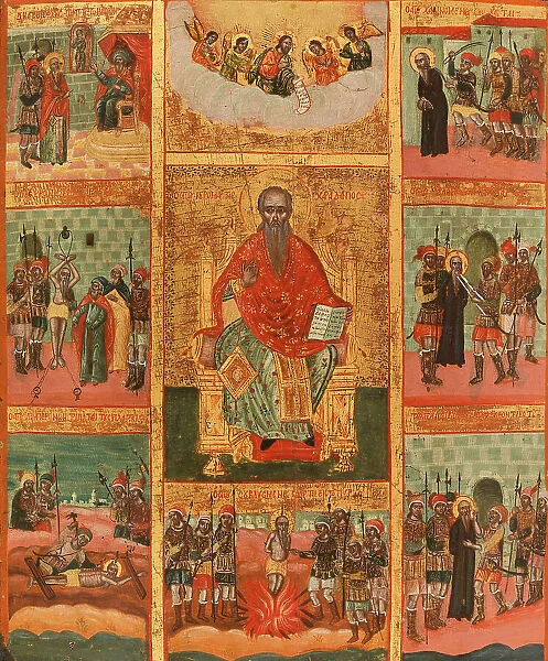 Saint Charalampe and scenes from his life, between 1700 and 1800. Creator: Greek School