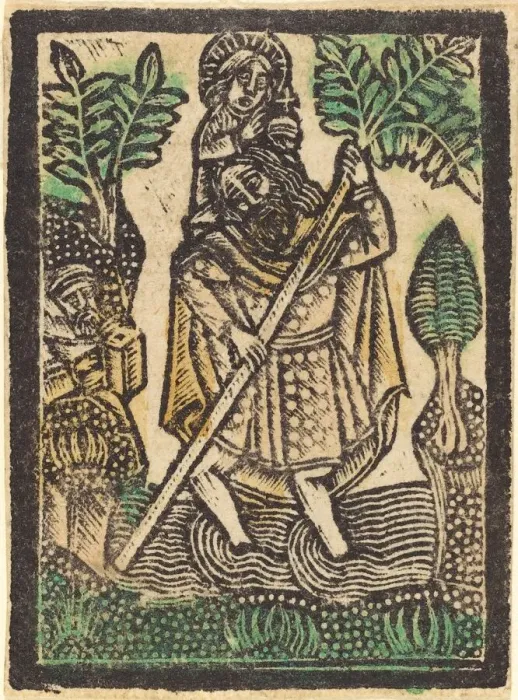 Framed Print : Saint Christopher, 1470 / 1480. Creator: Workshop of the Master of the Aachen Madonna Framed Print : Saint Christopher, 1470 / 1480. Creator: Workshop of the Master of the Aachen Madonna